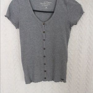 Hollister Button Up Gray Top